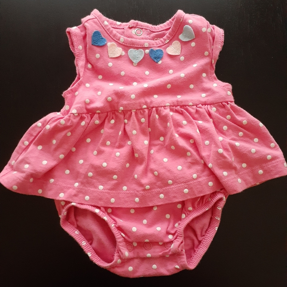 Pink polka dot onesie